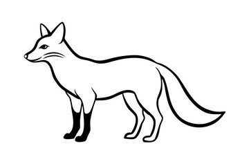 line art Fox standing silhouette illustration