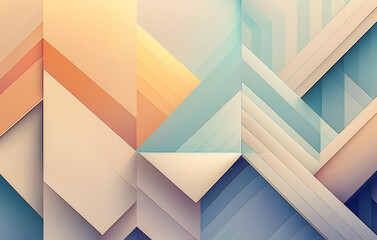 Modern geometric abstract with pastel gradient lines and chevron pattern