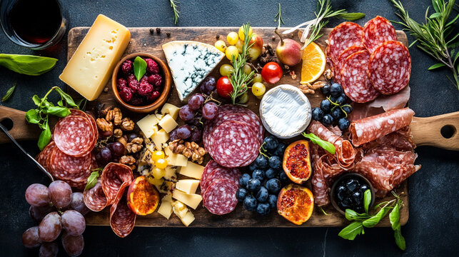 Delicious Charioteer Board with Cheese, Fruits, and Meats