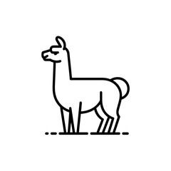 Fototapeta premium Llama Portrait Calm South American Mammal Outline Drawing Side View Vector Illustration, Simple Farm Animal Icon Design