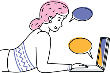 Woman chatting online vector illustration