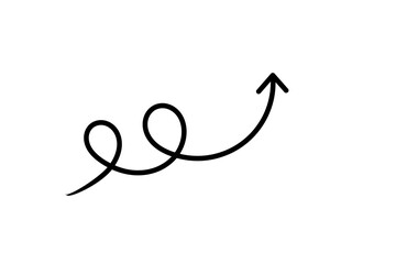 Black curly arrow line design element for infographics, presentations, highlights, posters, and creative graphics