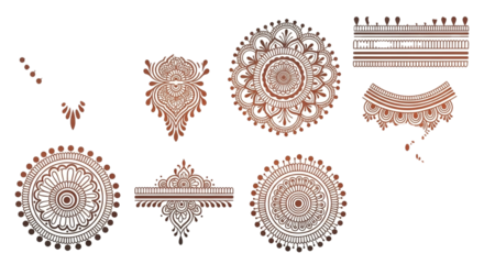 Decorative Henna Designs and Ornaments for Artistic Embellishments