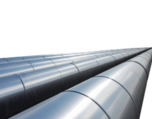  Silver Gas Pipelines Extending into Horizon, Side View, isolated on transparent background png