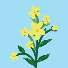 Elegant Flower Arrangement in Retro Style. Colorful Flat Vector Illustration.