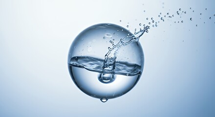 Clear Water Bubble Droplet Splash in Blue Background with Dynamic Movement