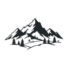 Mountain adventure experience natural landscape art serene environment aerial view outdoor concept. Vector illustration