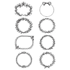 Hand drawn ink vintage frames. Stamp or letter mark frames for greeting cards, wedding, birthday party, invitations borders vector