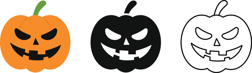 Pumpkin - squash for Halloween or Thanksgiving flat color icon 