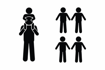 father carrying child on shoulders icon  silhouette illustration isolated on white background