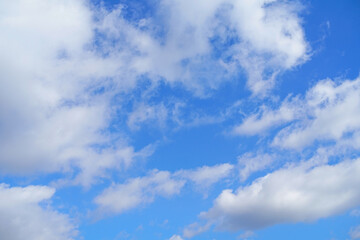 Bright Blue Sky with Fluffy White Clouds