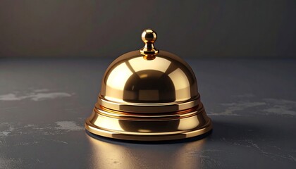 Polished gold bell on dark surface