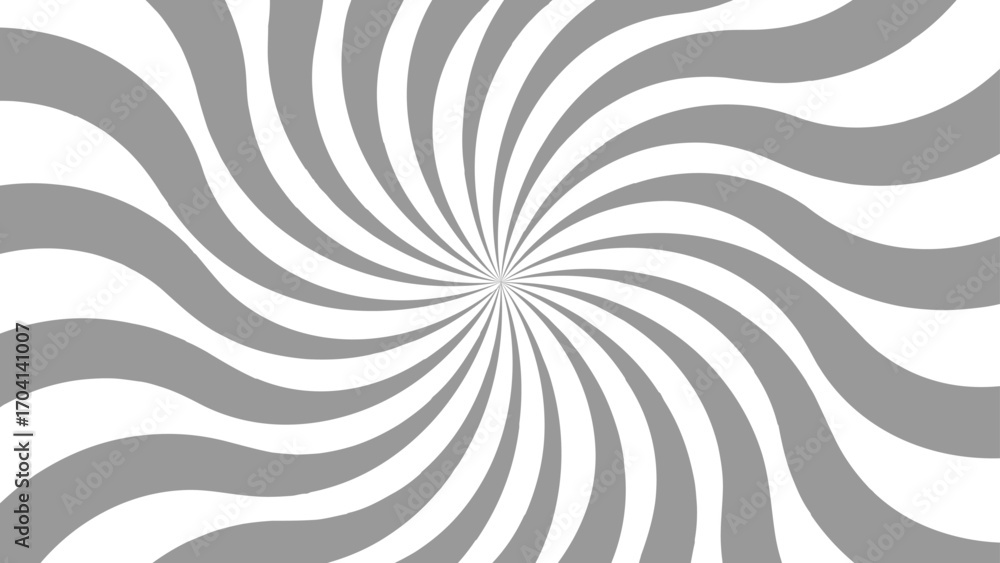 Poster abstract hypnotic optical illusion design with a spiral swirl pattern in alternating gray and white 