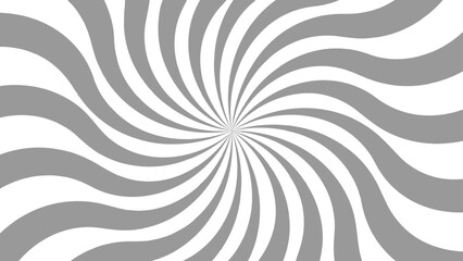 Abstract hypnotic optical illusion design with a spiral swirl pattern in alternating gray and white wavy stripes. Sense of depth, motion, and visual distortion. Symmetry and rhythm dynamic 