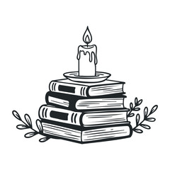 Cozy reading experience with candlelit books home library illustrative art warm environment top view relaxation concept. Vector illustration