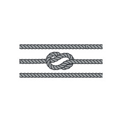 Gray Rope With Knotted Center Against White Background nautical marine