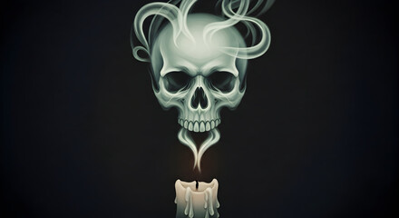 Mystical Skull Candle Smoke Halloween Gothic Dark Art Design