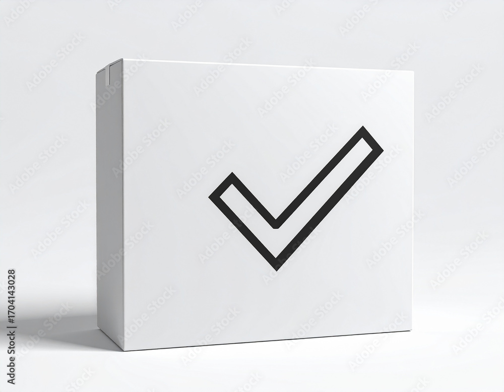 Poster white box with black checkmark symbol image