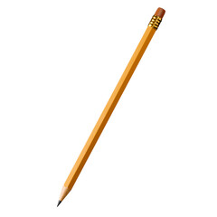 Wooden pencil with eraser for writing and drawing. 3d rendering