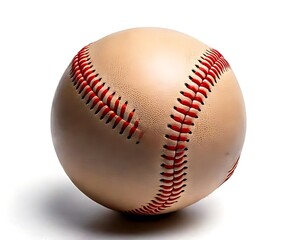 Baseball, light beige, red stitching