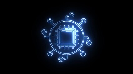 Network Isolated on Black Background, Digital Connection HD Video Animation