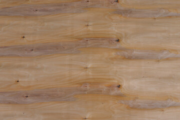 Fototapeta premium Close-up of a light wooden surface showing natural grain, knots, and cracks in the texture. Ideal for backgrounds, design, or material reference.