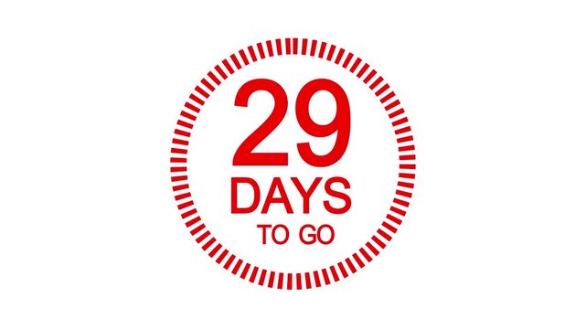 25 days to go, icon and timer countdown animation. Count time display with numbers.business, sale, label button ,promotion clock signs business concept isolated on white background.