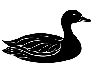 Duck swimming silhouette illustration