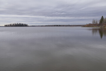 Astotin Lake on a Cloudy Autumn Day