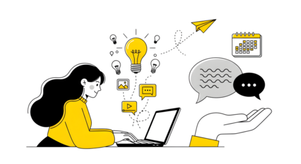 young woman working on laptop