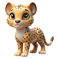 3d adorable baby cheetah cub with big expressive eyes transparent background