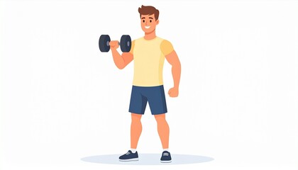 Man Exercising with Dumbbell for Fitness and Strength Training.