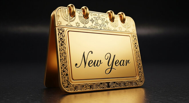 Celebrate the Jewish New Year with this stunning golden calendar, perfect for greetings and holiday promotions