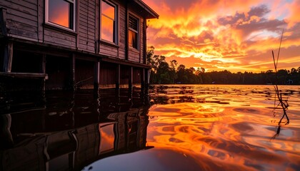 Fototapeta premium Sunset Reflections on the Water - A Tranquil Scene.