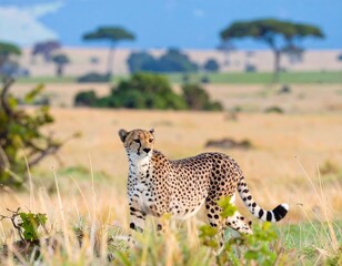 Obraz premium Cheetah in a savanna landscape