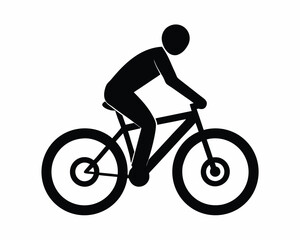 Fototapeta premium Cyclist mountain biking silhouette vector