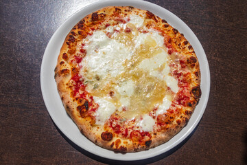 Pizza Four cheese on a table