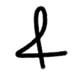 Hand drawn grunge doodle number four creative abstract sketch symbol isolated on transparent PNG background for graphic design