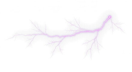 purple lightning bolt strike png, thunderstorm or light effect isolated on transparent cut out background