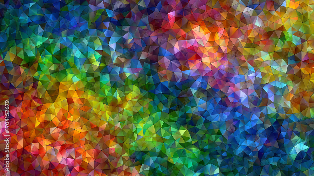Aufkleber abstract multicolored geometric pattern with triangles in shades of the rainbow