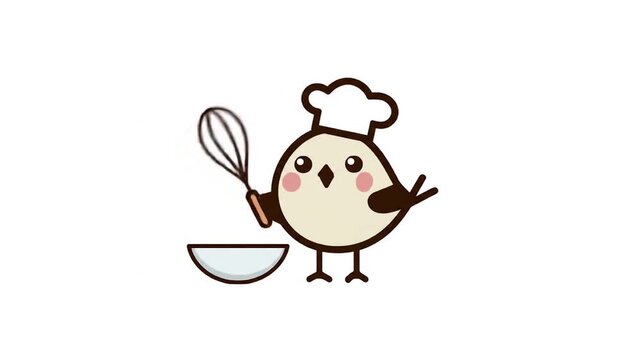 Cute bird chef with whisk