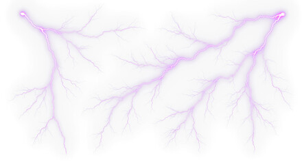 Fototapeta premium set of purple lightning bolt strike png, thunderstorm or light effect isolated on transparent cut out background