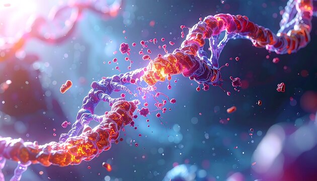 DNA strand in vibrant colors - Powered by Adobe