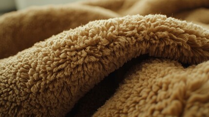 Soft and cozy texture of a warm blanket with a rich, fluffy design set in a tranquil indoor environment during the day