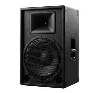Professional loudspeaker system with a powerful bass driver and horn tweeter transparent background