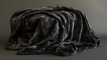 Soft dark gray blanket draped elegantly on a flat surface showcasing its plush texture and luxurious appearance