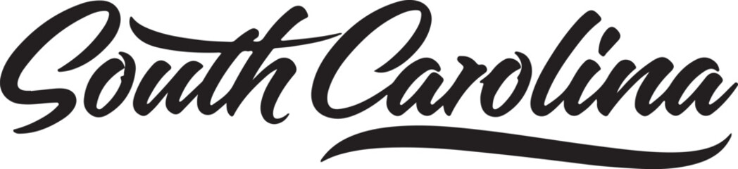 South Carolina with modern style icon calligraphy style by wave style bold elements in silhouette white background.