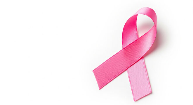 Pink ribbon isolated on white – breast cancer awareness symbol