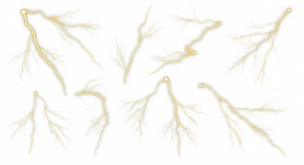 set of purple lightning bolt strike png, thunderstorm or light effect isolated on transparent cut out background