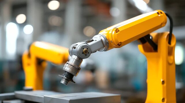 Collaborative robots (cobots) working alongside human workers in steel fabrication facility demonstrating safe human robot interaction and precision manufacturing for construction